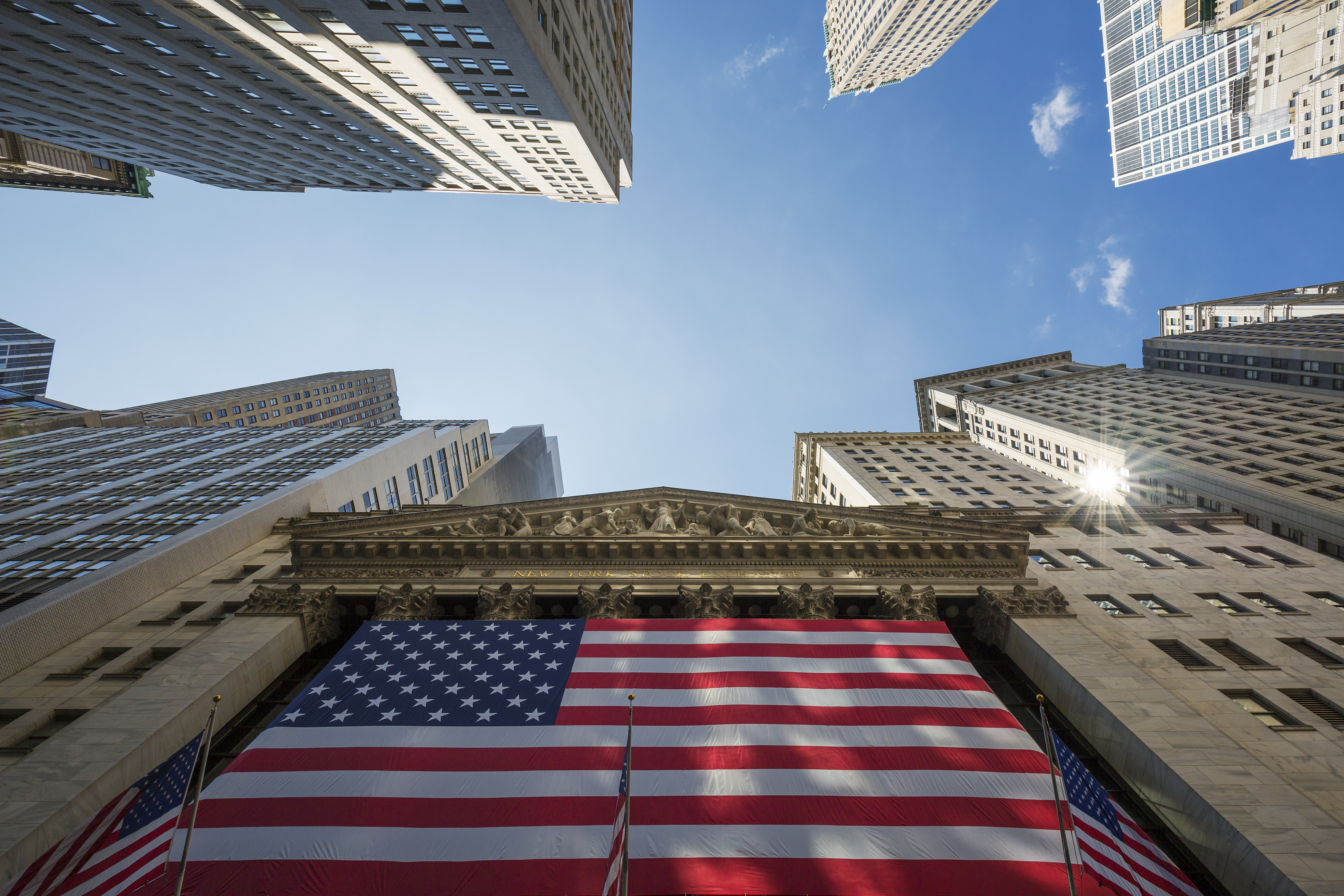 NEW YORK CITY - JULY 11: The New York Stock Exchange on Wall Street on July 11, 2015 in New York City. The NYSE is one of the most important stock exchanges worldwide.